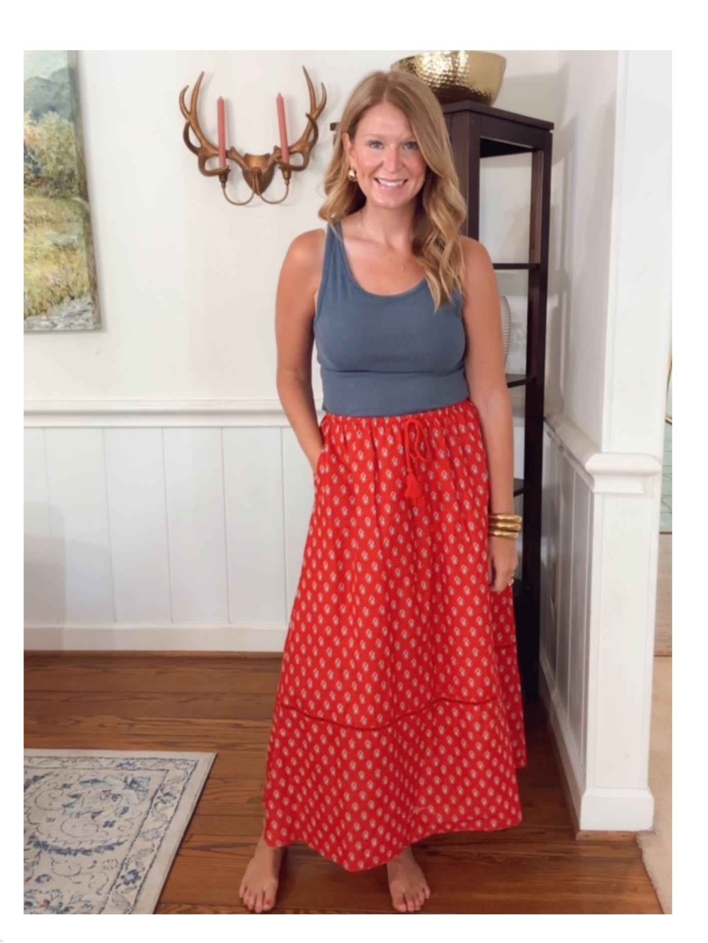 Universal Thread Maxi Skirt - Red Floral - Picture 3 of 5